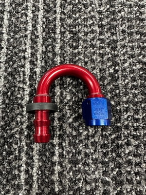 XRP Fitting, #6, -6AN, AN6, 180° Degree, Push On / Push Lock Hose End, Red/Blue