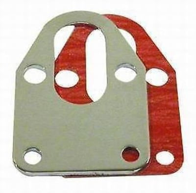 SBC 283-400 Fuel Pump Mounting Plate with Gasket, Chrome Steel