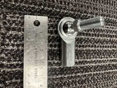 1/2-20 RH Female Rod End, .500" Bore, 1/2" Studded Rod End (1/2"-20 x 2" Stud), 2-piece, Low carbon Steel, No Nut Supplied