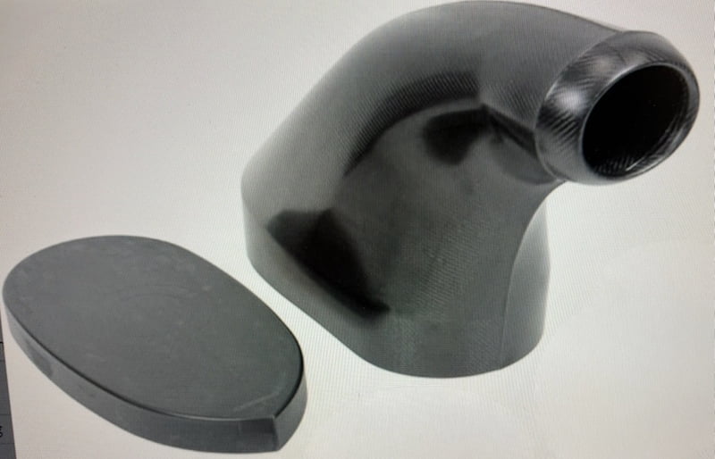 Dragster Hood Scoop Kit, Carbon Fiber, Small Round Opening 25 sq. in., Scoop Mount Tray, 22.25" Height