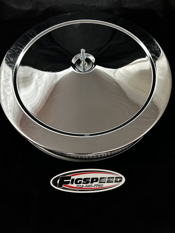 Air Cleaner, Chrome 14" x 3" Muscle Car Style, Paper Element & Hi-lip Base..