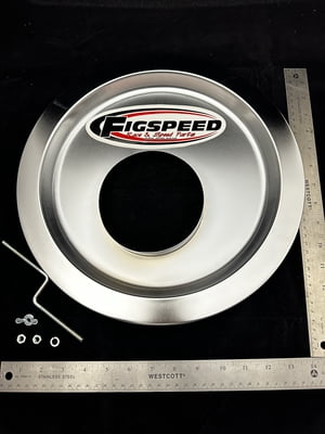 Offset 14" Air Cleaner Base Plate, Steel, Chrome, 5 1/8" Inlet, Raised 3/4"