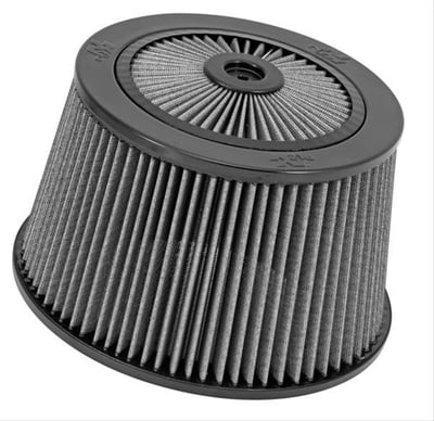 4500 Air Scoop Filter Kit, Drag Race, Raised Base, Round Tapered, Single Layer, Stainless Steel, Black, Single Dominator Flange, Kit, 11.00" Base, 6.375" Height, Round Tapered