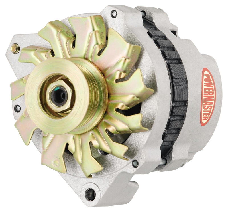 Alternator, 1 Wire or OE Hookup, Internal Regulator, 140 Amp, Natural Finish, GM CS-130, V-Belt, Offset Left