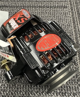 93mm Alternator, XS Adjustable Voltage, DENSO Style Race Prepped, Internal Regulator, 35 Amp Idle, 75 Amps Max Output, Adjustable Voltage 13.5-18.5 Volts, Pulley included