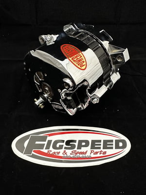 140 Amp Alternator, GM CS-130, Internal Regulator, 12 volt, Chrome, Serpentine, Offset Right