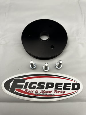 SBC 5" Crankshaft Pulley, V-Belt, Single Groove, Black Anodized, Billet Aluminum, (3 Bolt To Balancer)