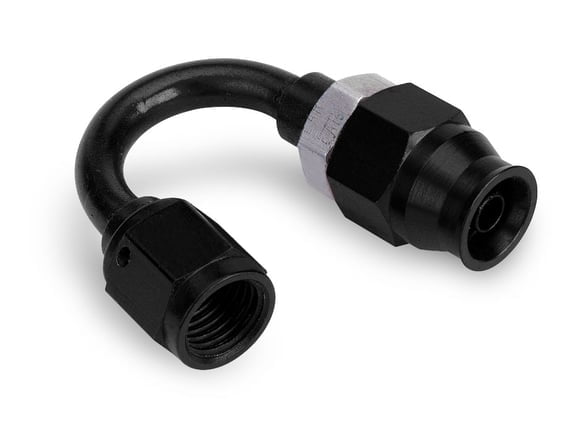 #6 AN 180° Speed Seal Aluminum Hose End,Teflon, Reusable Style, Black