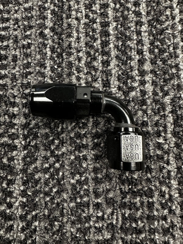 AN6 X 90 Degree Push On Hose Barb Fitting -6 AN Swivel, Black Aluminum, Universal
