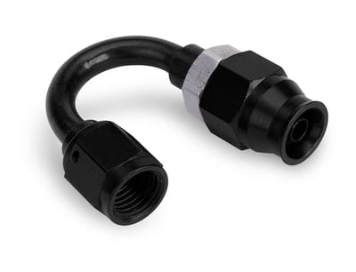 #3 AN 180° Speed Seal Aluminum Hose End,Teflon, Reusable Style, Black