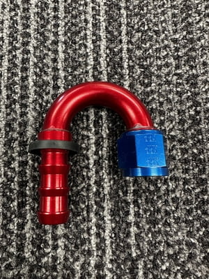 XRP Fitting, #10, -10AN, AN10, 180° Degree, Push On / Push Lock Hose End, Red/Blue