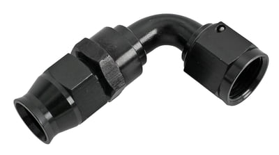 #8 - 90&deg;. Fitting, Hose End, PTFE Racing Hose, -8 AN Hose to Female -8 AN, SAE 37 Degree Flare, Black