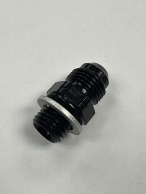 Carburetor Adapter Fitting -6 AN Male to 12mm x 1.50 Male, Black Aluminum, Weber Straight Bowl Fitting