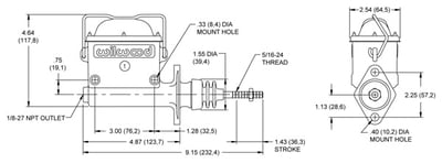 High Volume Aluminum Master Cylinder, 3/4" Bore