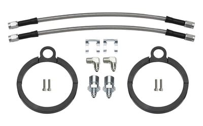 Brake Lines, Flexline, Braided Stainless Steel, 12 in. Length, with Clamp-On Axle Brackets, For 3.00" Axle Tube