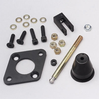 Master Cylinder Adapter Kit, Tandem Master Cylinder to Single Pedal, Aluminum, Black Anodized, Kit