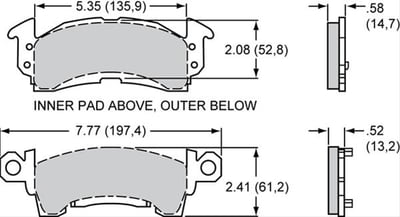 Brake Pad Set, GM & Wilwood D52 Caliper, PolyMatrix A