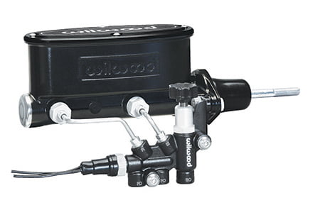 Aluminum Tandem Master Cylinder Kit with Bracket and Valve, 1-1/8" Bore, Black