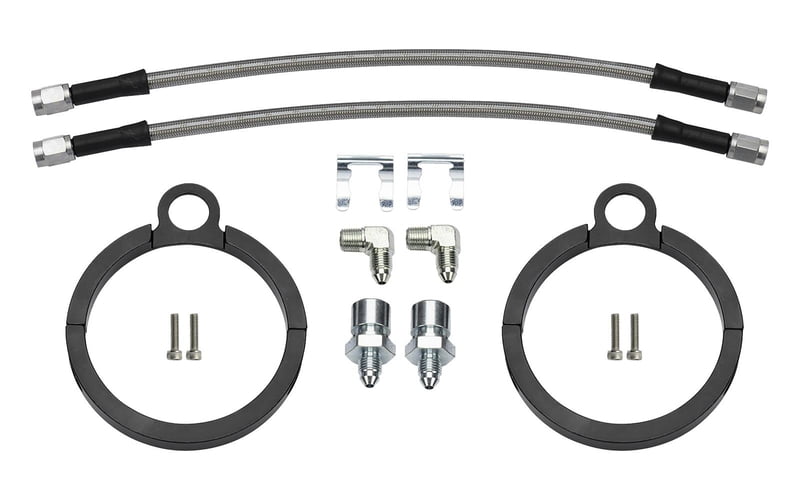 Brake Lines, Flexline, Braided Stainless Steel, 12 in. Length, with Clamp-On Axle Brackets, For 3.00" Axle Tube