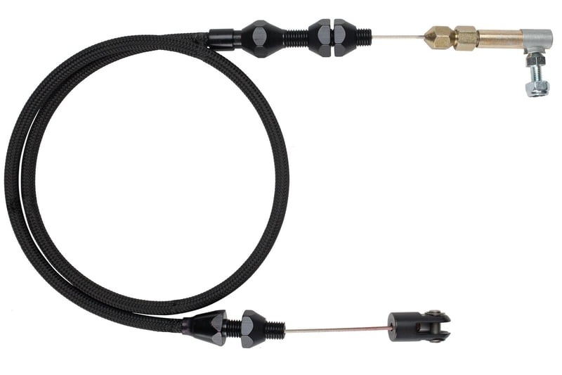 Black, 36", Throttle Cable, Hi-Tech, Black Braided Stainless Steel, 36" Long, Universal, "Cut to Fit"