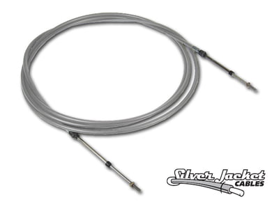 3' Push/Pull Cable, Clip/Clip, 3" Travel, 10-32", 10/32" Threaded Ends, Throttle/Control, Ultimate Silver Jacket Cable