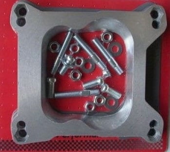 Carburetor Adapter, Square Bore Carb to Spread Bore Manifold, Open Center