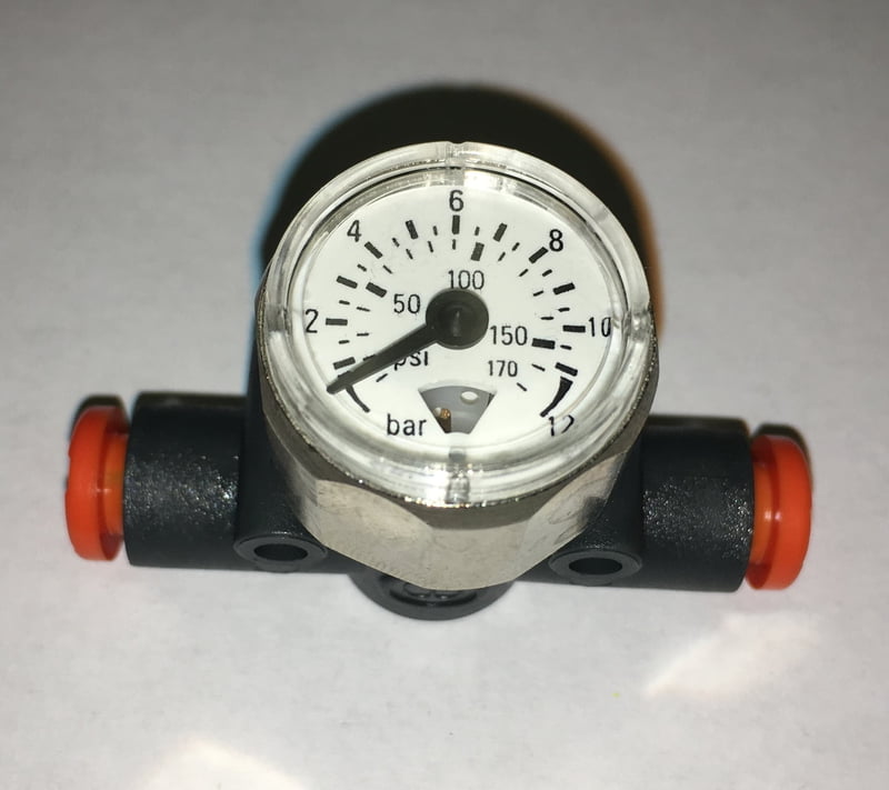 Inline CO2 Pressure Gauge for 1/4" Tubing