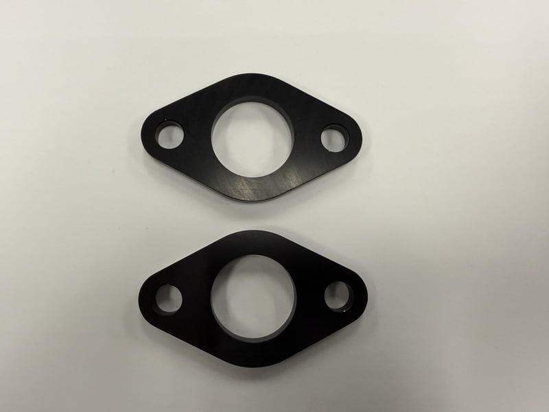 BBC Water Pump Spacers, W/P Billet Aluminum, Black Anodized, 1/4" / .250" Thick, O-Ring Seal, Pair