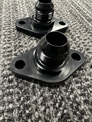 BBC Water Pump Spacers, Pair, Remote Pump Hose Adapter, 3/8" / .375" Thick, #12AN ORB Threaded Internally