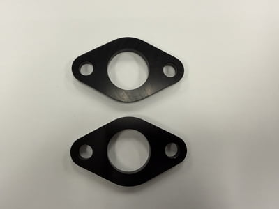 BBC Water Pump Spacers, W/P Billet Aluminum, Black Anodized, 1/4" / .250" Thick, O-Ring Seal, Pair