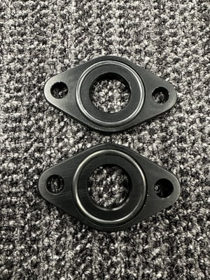 BBC Water Pump Spacers, W/P Billet Aluminum, Black Anodized, 1/4" / .250" Thick, O-Ring Seal, Pair