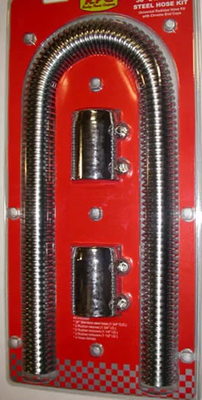 Polished Stainless Steel Flexible Radiator Hose Kit, 36" Long, 1-1/4", 1-1/2", 1-3/4"