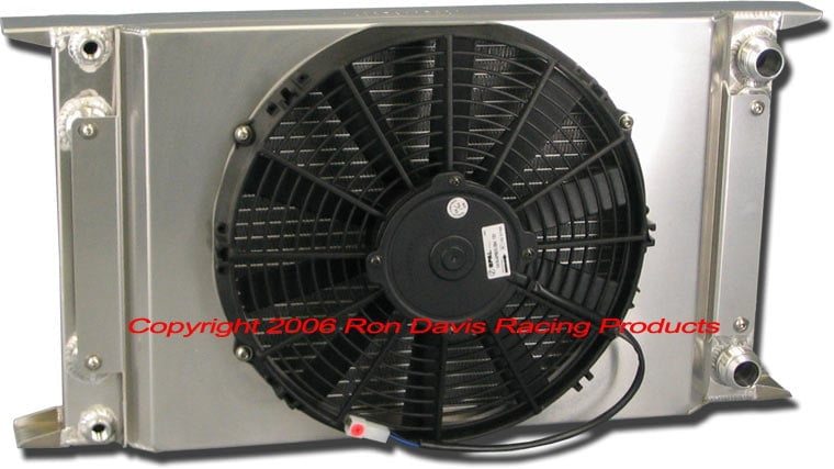 Dual Pass Drag Racing Radiator, 22" x 13" x 2", No Fill Neck, #16 AN In / Out, Door Car Style