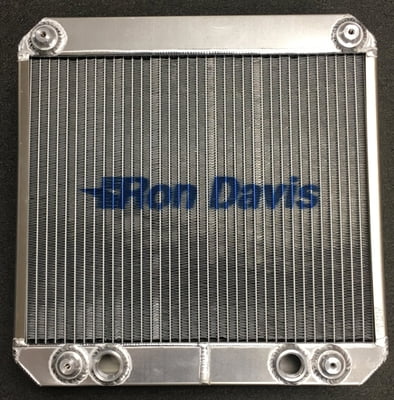 "Ray Miller" Drag Racing Radiator, Dual Pass, 17" x 16" x 2", No Fill Neck, 3/4" NPT Bottom In / Out, Lay Down Dragster Style, Ray Miller Chassis & More