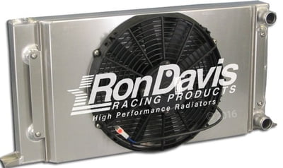 Dual Pass Drag Racing Radiator, 25" x 16" x 2", No Filler Neck, 1-1/4" In / Out, Door Car Style