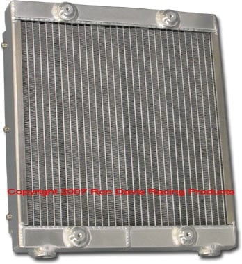 Dual Pass Drag Racing Radiator, 16" x 14" x 2", No Fill Neck, 3/4" NPT In / Out, Lay Down Dragster Style