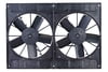 11.00" Diameter Dual Fan w/ Plastic Shroud, Electric, Brushed, 2720 cfm, 12V, Puller, Black, 23.465" Wide x 16.259" height x 4.314 Thick