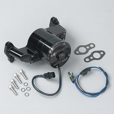 SBC Electric Water Pump, 35 GPM, Black Anodized Aluminum