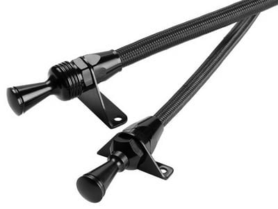 LS Locking Dipstick, Black Braided Hose, Black Fittings, Chevy LS Engines, 1999-2014, Truck Style