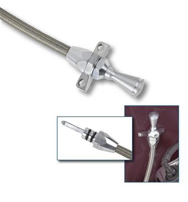 C4,Case Fill,Transmission Dipstick, Braided Stainless Steel, Natural, Firewall Mount