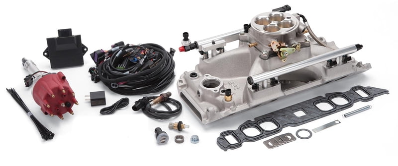 Edelbrock Pro-Flo 4 EFI, Self-Learning, Sequential Multi-Port, Satin Finish, 825HP Max, 1965 and Later BB Chevy Large Oval Port, Kit