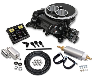 EFI Systems Holley Sniper 2 Barrel Fuel Injection Conversion, Self-Tuning Master Kit with Fuel Pump, Handheld Display, Black Ceramic Finish