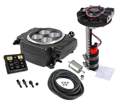 Holley Sniper 2 EFI, Black, 4150 Flange, 800CFM, 650HP, Kit, Without PDM, 3.5 in. Handheld, Return Style Drop In Module Fuel System Included (Pump, Filter, Hose, Fittings, Return Style Module)