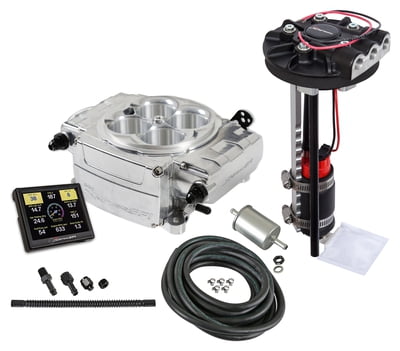 EFI Systems Holley Sniper 2 EFI, Polished, 4150 Flange, 800CFM, 650HP, Kit, Without PDM, 3.5 in. Handheld, Returnless Style Drop In Module Fuel System Included (Pump, Filter, Hose, Fittings, Returnless Style Module)