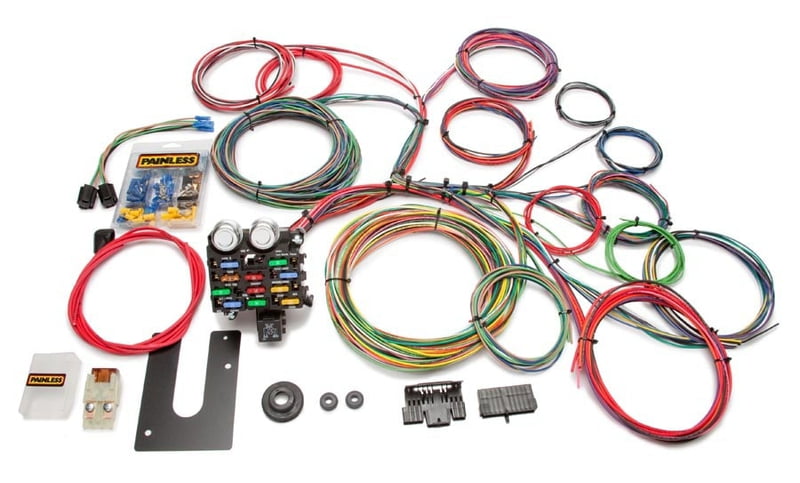 Universal Wiring Harness Kit, 21-Circuit, Dash Ignition, Extra Long Harness, Front Fuse Block