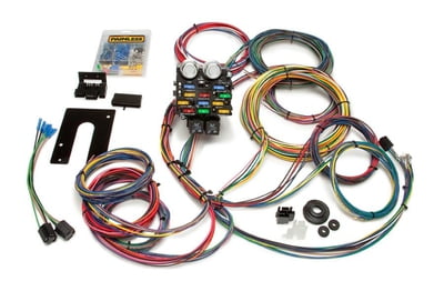 Pro Street Wiring Harness Kit, 21-Circuit, Dash or GM Column Ignition, Extra Long Harness, Front Fuse Block