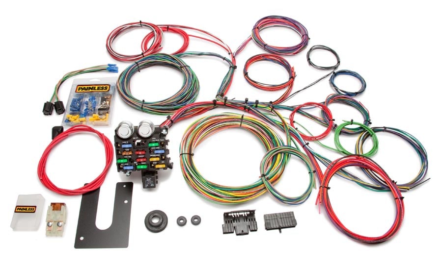 Universal Wiring Harness Kit 21 Circuit Dash Ignition Extra Long Harness Front Fuse Block