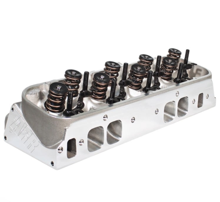 BBC Aluminun Cylinder Heads, Oval Port, Hydrualic Roller, 112cc Combustion Chamber, 265cc Intake, Assembled, 2.190" Intake Valve, 1.880" Exhaust Valve, .725" Max Lift, Pair