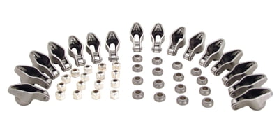 SBC 1.52 Rocker Arms, Stud Mount, Roller Tip, Steel, 1.52 Ratio, Fits 3/8" Stud, Chevy, Small Block, Set of 16