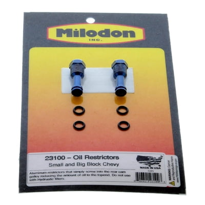 Milodon Oil Flow Restrictor Plugs, Aluminum for Small and Big Block Chevy, 1/4" NPT